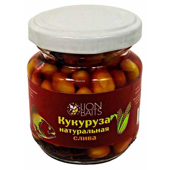 Lion baits Кукуруза натуральная в стеклянной банке "Слива" 110мл, фото 