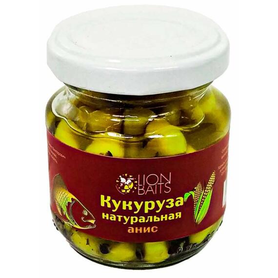 Lion baits Кукуруза натуральная в стеклянной банке "Анис" 110мл, фото 