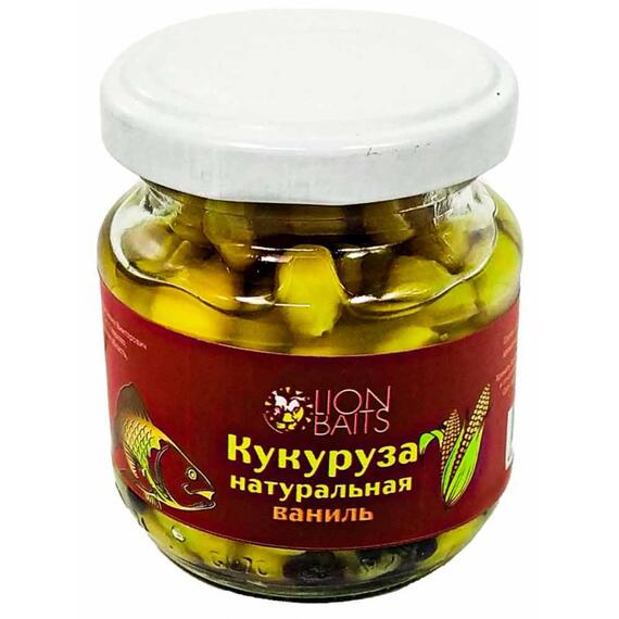 Lion baits Кукуруза натуральная в стеклянной банке "Ваниль" 110мл, фото 