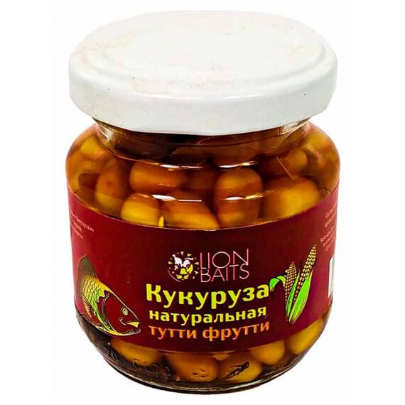 Lion baits Кукуруза натуральная в стеклянной банке "Тутти фрутти" 110мл, фото 