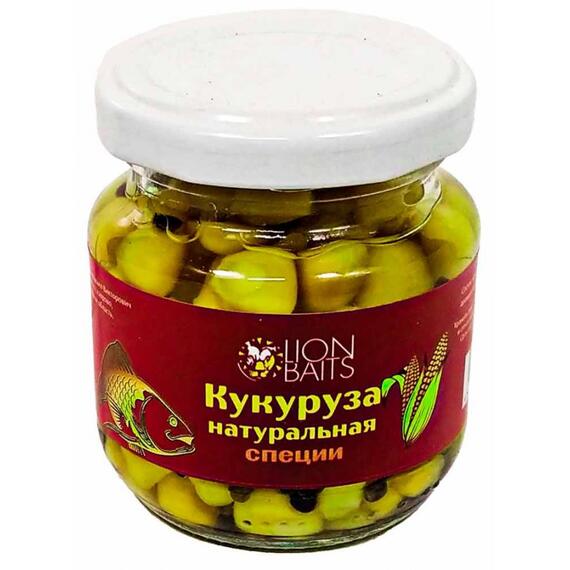 Lion baits Кукуруза натуральная в стеклянной банке "Специи" 110мл, фото 