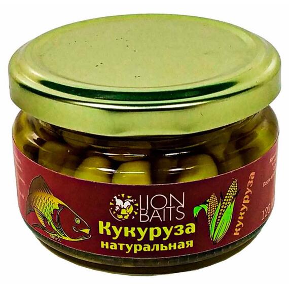 Lion baits Кукуруза натуральная в стеклянной банке "Кукуруза" 120мл, фото 