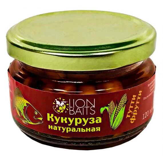 Lion baits Кукуруза натуральная в стеклянной банке "Тутти Фрутти" 120мл, фото 