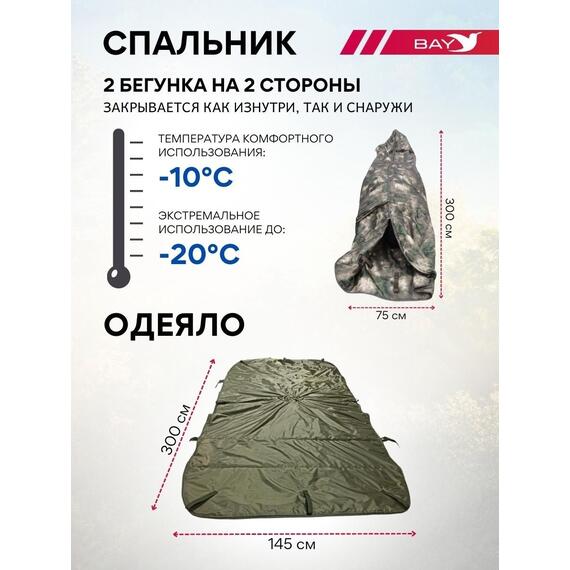 Спальный мешок Трансформер 12 олива -10 (300х145), фото , изображение 2