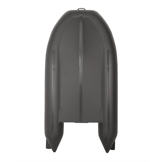 Лодка моторная килевая Лоцман 320 ЖС серый/чёрный, Цвет: серый/черный, Kоличество гермоотсеков: 3, Крепление сиденья: ликтрос-ликпаз, Вес лодки: 21, Фиксатор канистры бензина: Да, Высота кокпита (см): 31, Материал: Армированный ПВХ, Усиление баллона под стрингер: Да, Усиление дна по килю: ПВХ профиль 60 мм., Усиление дна по баллонам: ПВХ профиль 60 мм., Сливной клапан: Да, Транец жесткий. Толщина: 18, Транец жесткий. Высота: 390, Ручка шкипера: Да, Вид пайола: жесткая слань, фото , изображение 3