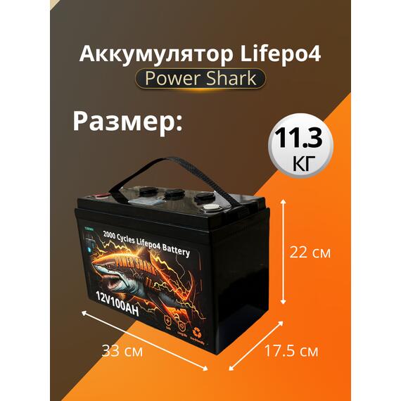 Аккумулятор Lifepo4 Power Shark 12V 100AH, фото , изображение 3