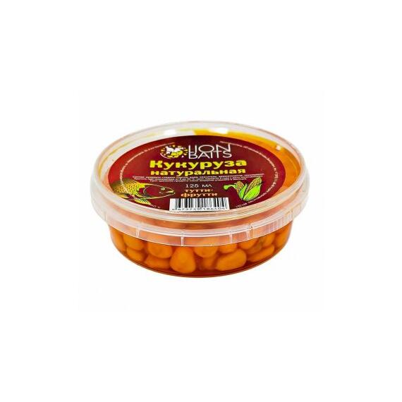 Lion baits Кукуруза натуральная в пластиковой банке "Тутти-Фрутти" 125мл, Вкус для группировки: тутти-фрутти, фото 