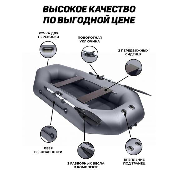Надувная лодка Аква-мастер 260 графит, Цвет: графит, Материал: ПВХ, фото , изображение 7