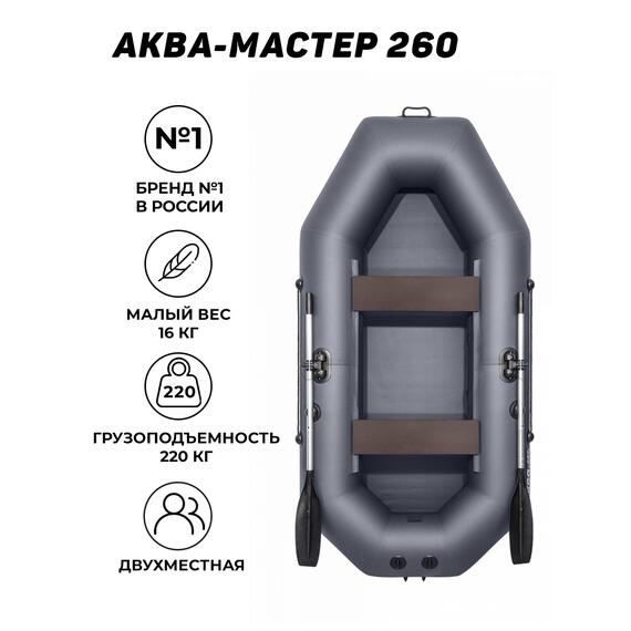 Надувная лодка Аква-мастер 260 графит, Цвет: графит, Материал: ПВХ, фото , изображение 5