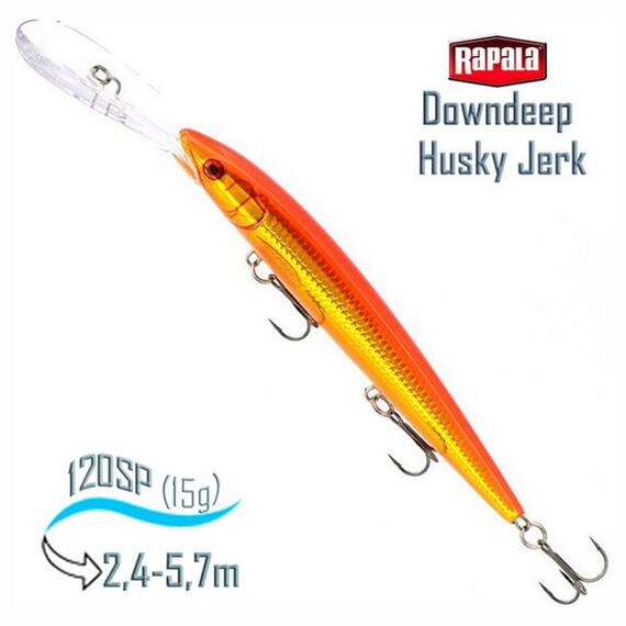 Воблер RAPALA Downdeep Husky Jerk 12, GF, Цвет: GF, Вес гр: 15, Длина, мм: 120 мм, фото 