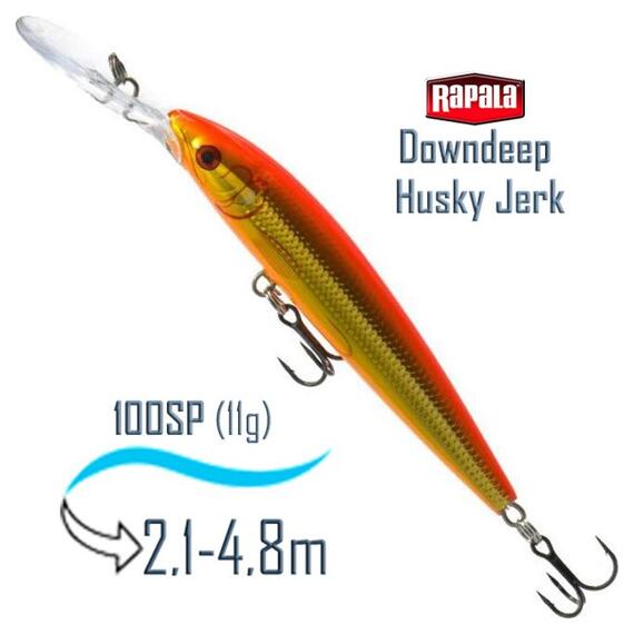 Воблер RAPALA Downdeep Husky Jerk 10, GF, Цвет: GF, Вес гр: 11, Длина, мм: 100 мм, фото 