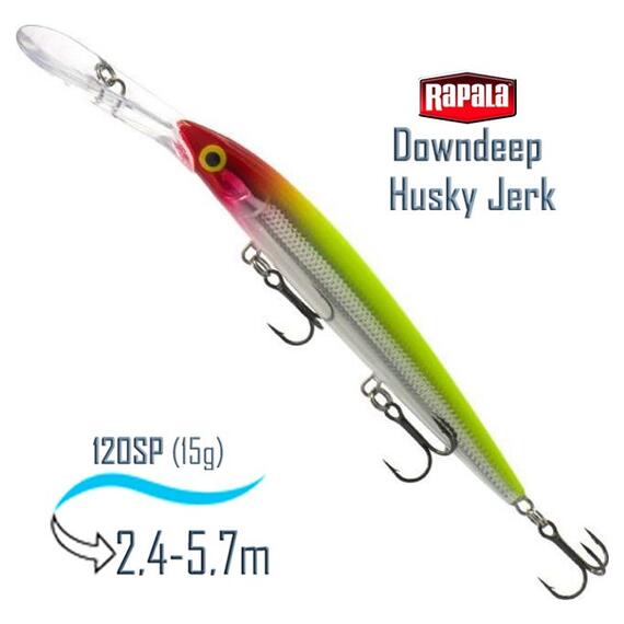 Воблер RAPALA Downdeep Husky Jerk 12, CLN, Цвет: CLN, Вес гр: 15, Длина, мм: 120 мм, фото 