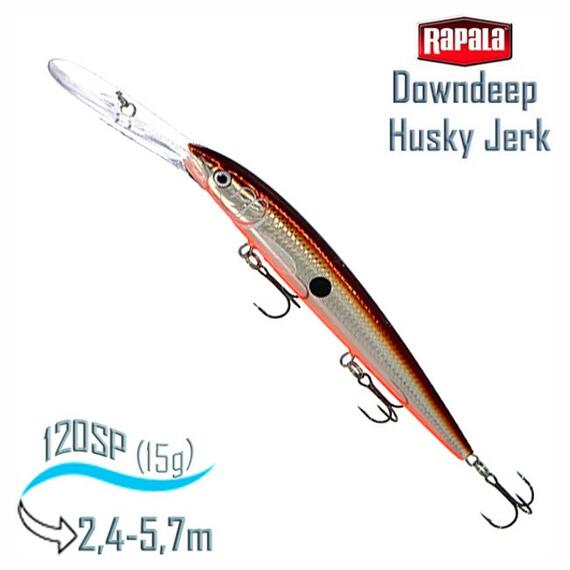Воблер RAPALA Downdeep Husky Jerk 12, SBR, Цвет: SBR, Вес гр: 15, Длина, мм: 120 мм, фото 