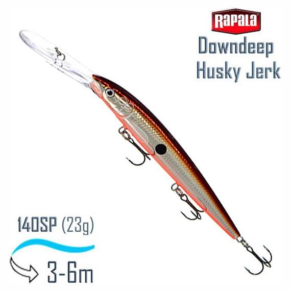 Воблер RAPALA Downdeep Husky Jerk 14, SBR, Цвет: SBR, Вес гр: 23, Длина, мм: 140 мм, фото 