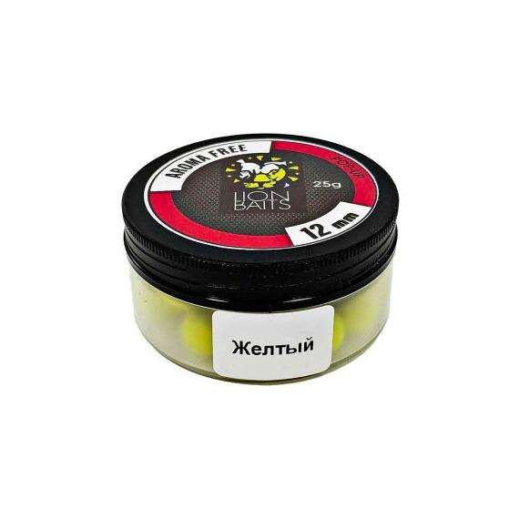 Lion Baits Бойлы плавающие Pop-Up "Aroma Free" (без аромы) желтые 12 мм, Вкус: без вкуса, Расцветка: желтый, Диаметр (мм): 12, фото 