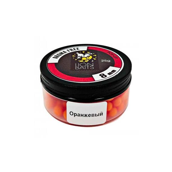 Lion Baits Бойлы плавающие Pop-Up "Aroma Free" (без аромы) оранжевый 8 мм, Вкус: без вкуса, Расцветка: оранжевый, Диаметр (мм): 8, фото 