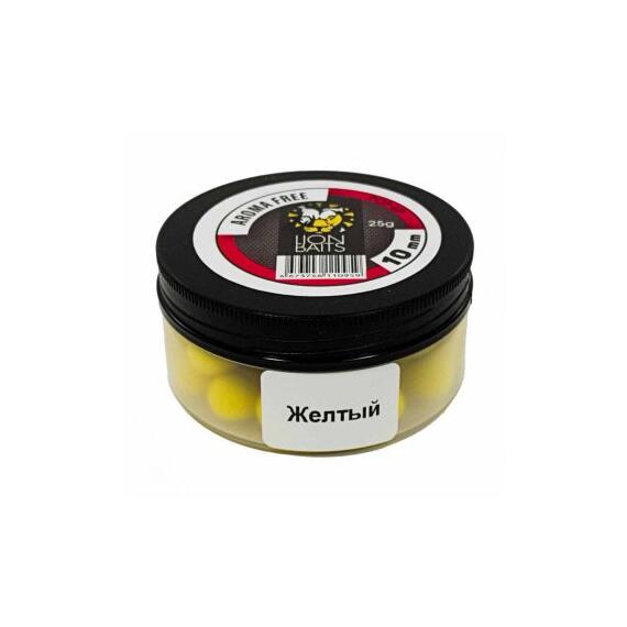 Lion Baits Бойлы плавающие Pop-Up "Aroma Free" (без аромы) желтые 10 мм, Вкус: без вкуса, Расцветка: желтый, Диаметр (мм): 10, фото 