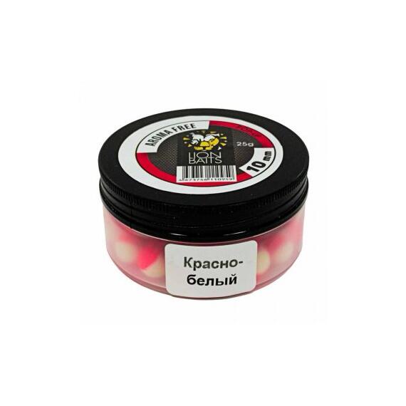 Lion Baits Бойлы плавающие Pop-Up "Aroma Free" (без аромы) красно-белые 10 мм, Вкус: без вкуса, Расцветка: красно-белый, Диаметр (мм): 10, фото 