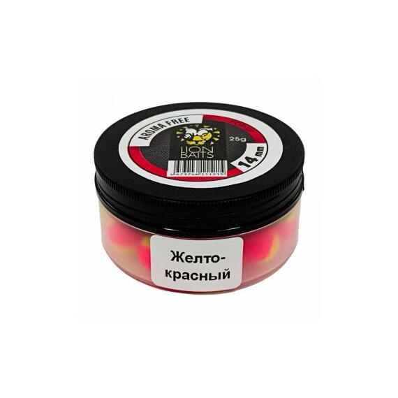 Lion Baits Бойлы плавающие Pop-Up "Aroma Free" (без аромы) желто-красные 14 мм, Вкус: без вкуса, Расцветка: желто-красный, Диаметр (мм): 14, фото 