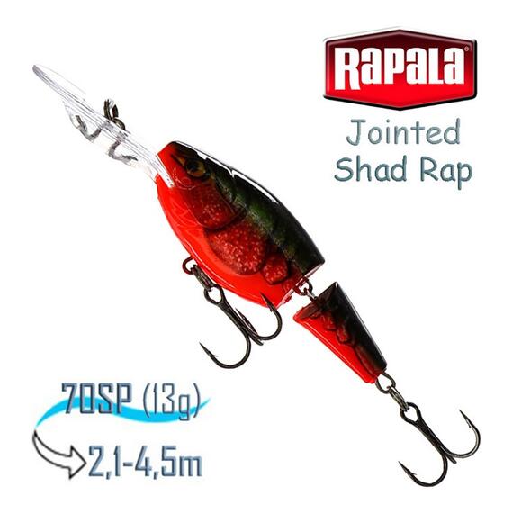 Воблер RAPALA Jointed Shad Rap 07, RCW, Цвет: RCW, Вес гр: 13, Длина, мм: 70 мм, фото 