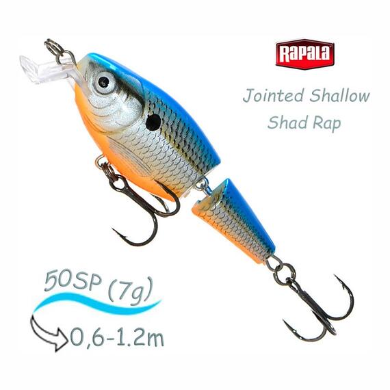 Воблер RAPALA Jointed Shallow Shad Rap 05, BSD, Цвет: BSD, Вес гр: 7, Длина, мм: 50 мм, фото 