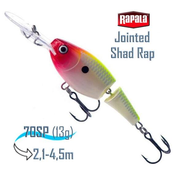 Воблер RAPALA Jointed Shad Rap 07, CLN, Цвет: CLN, Вес гр: 13, Длина, мм: 70 мм, фото 