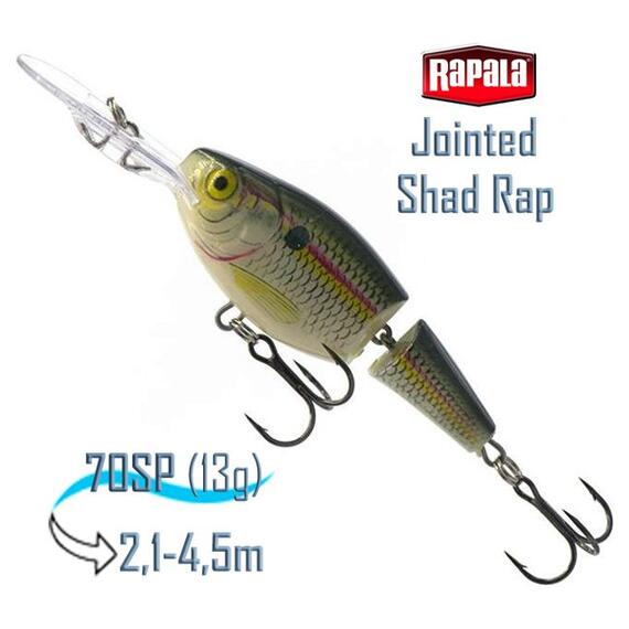Воблер RAPALA Jointed Shad Rap 07, SD, Цвет: SD, Вес гр: 13, Длина, мм: 70 мм, фото 