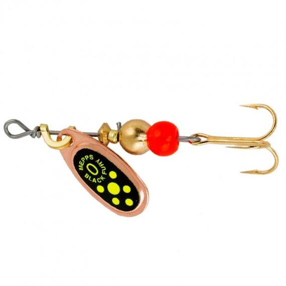 Блесна Mepps Black Fury 00 Jaune CU медь/желт.точ 1,5g (A10), фото 