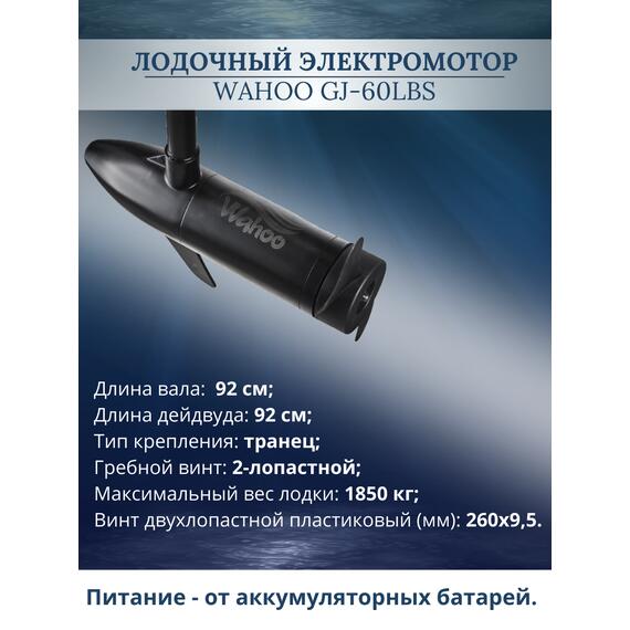 Лодочный электромотор Wahoo GJ-60lbs, фото 