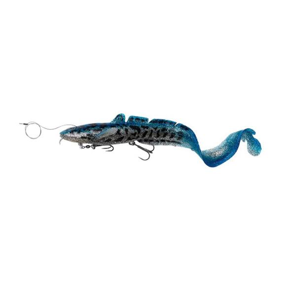 Приманка Savage Gear 3D Line Thru Burbot 36cm 216G Fast Sinking Blue Silver UV, фото 