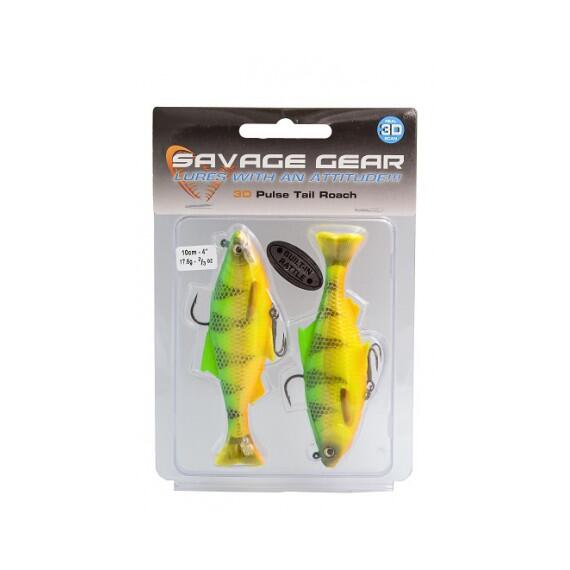 Приманка мягкая SAVAGE GEAR 3D Roach Pulsetail 10cm 17.5g S Firetiger 2pcs, фото , изображение 2