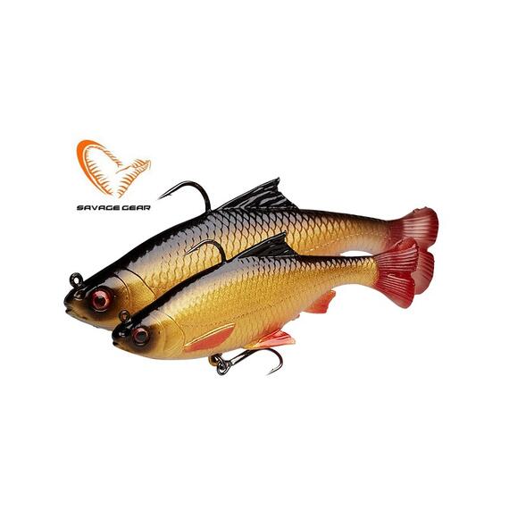 Приманка мягкая SAVAGE GEAR 3D Roach Pulsetail 10cm 17.5g S Rudd 2pcs, фото , изображение 2