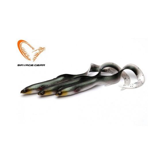 Приманка мягкая SAVAGE GEAR LB Real EEL 15cm 12g Green Silver 3pcs Blister, фото 