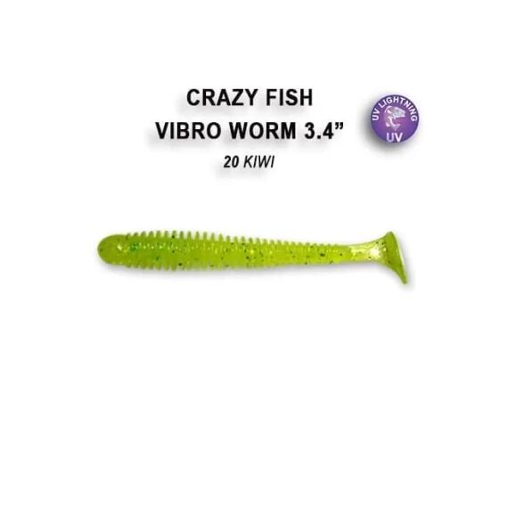 Мягкая приманка CRAZY FISH Vibro worm 3.4" 12-85-20-6, фото 