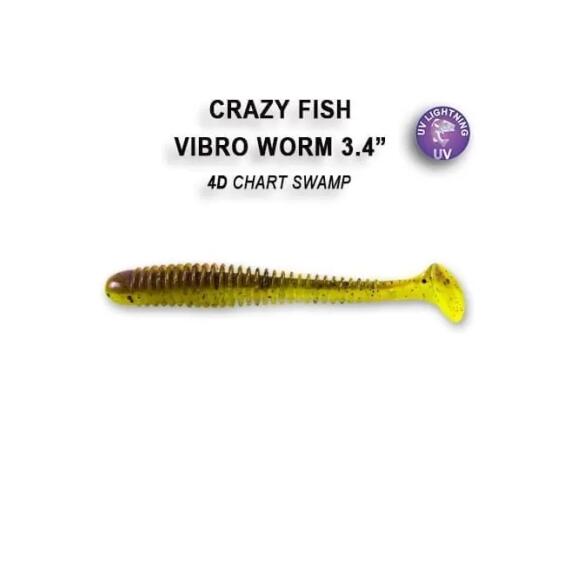 Мягкая приманка CRAZY FISH Vibro worm 3.4" 13-85-4d-6, фото 