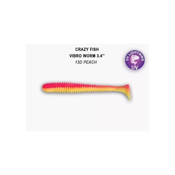 Мягкая приманка CRAZY FISH Vibro worm 3.4" 13-85-13d-6, фото 