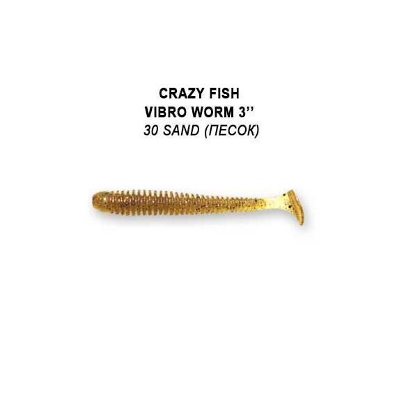 Мягкая приманка CRAZY FISH Vibro worm 3" 11-75-30-6, фото 