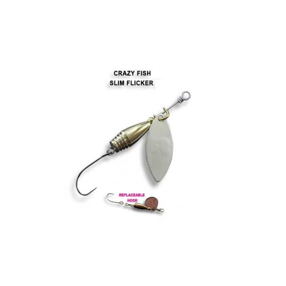 Блесна вращающаяся Crazy Fish Spinner SLIM FLICKER DR-2,6g #2-MS, фото 