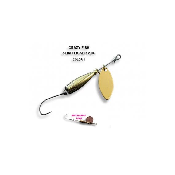 Блесна вращающаяся Crazy Fish Spinner SLIM FLICKER-2,9g #1, фото 