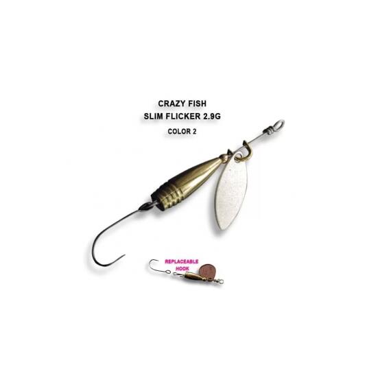 Блесна вращающаяся Crazy Fish Spinner SLIM FLICKER-2,9g #2, фото 