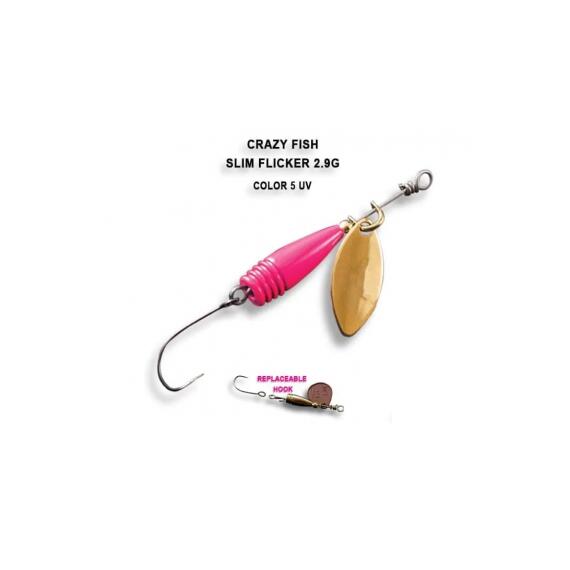 Блесна вращающаяся Crazy Fish Spinner SLIM FLICKER-2,9g #5, фото 