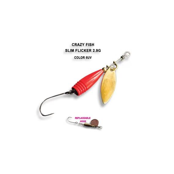 Блесна вращающаяся Crazy Fish Spinner SLIM FLICKER-2,9g #6, фото 