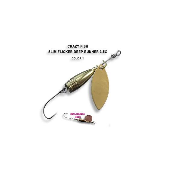 Блесна вращающаяся Crazy Fish Spinner SLIM FLICKER DR-3,5g #1-MB, фото 
