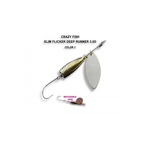 Блесна вращающаяся Crazy Fish Spinner SLIM FLICKER DR-3,5g #2, фото 