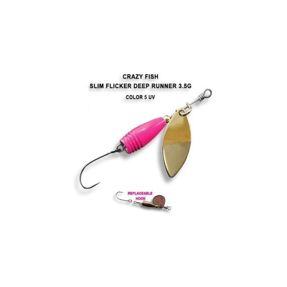 Блесна вращающаяся Crazy Fish Spinner SLIM FLICKER DR-3,5g #5, фото 