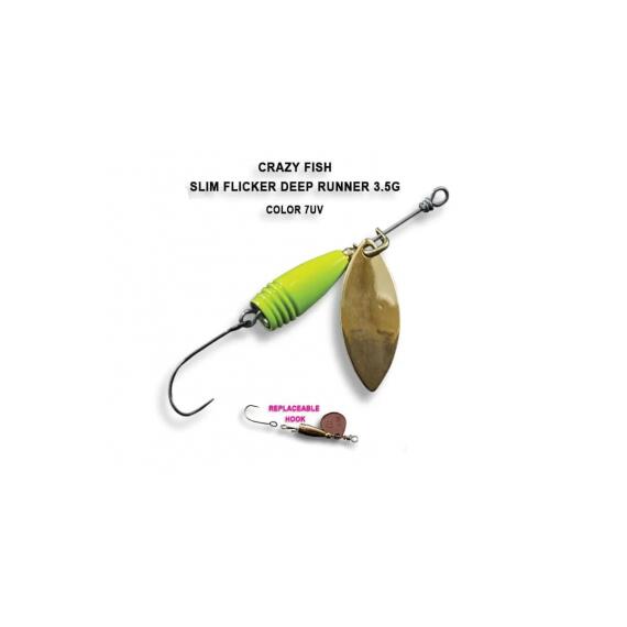 Блесна вращающаяся Crazy Fish Spinner SLIM FLICKER DR-3,5g #7, фото 