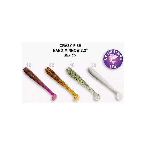 Мягкая приманка CRAZY FISH Nano Minnow 2.2" 22-55-M15-6, фото 