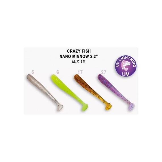 Мягкая приманка CRAZY FISH Nano Minnow 2.2" 22-55-M16-6, фото 
