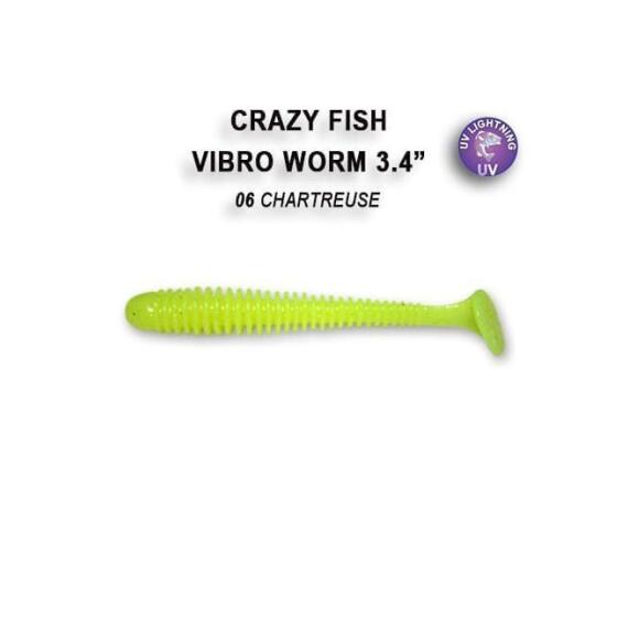 Мягкая приманка CRAZY FISH Vibro worm 3.4" 12-85-6-6, фото 