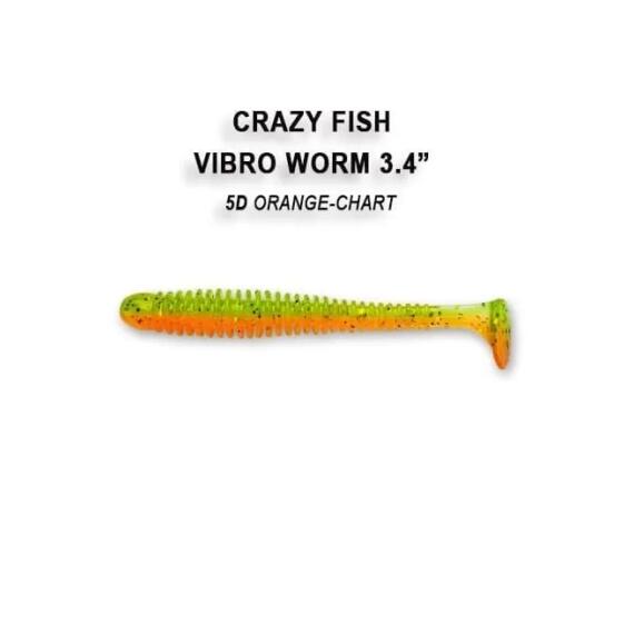 Мягкая приманка CRAZY FISH Vibro worm 3.4" 13-85-5d-6, фото 